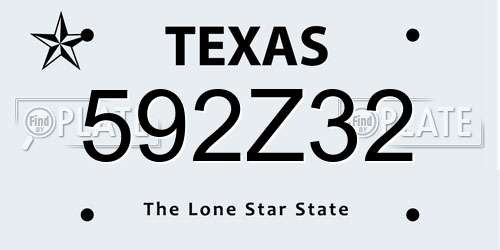 592Z32 Texas License Plate