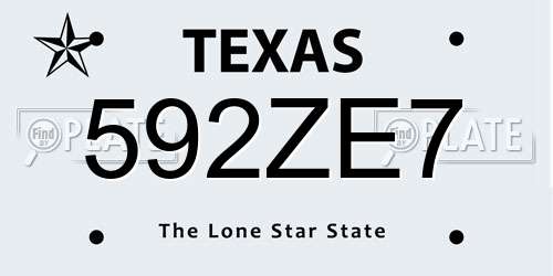 592ZE7 Texas License Plate