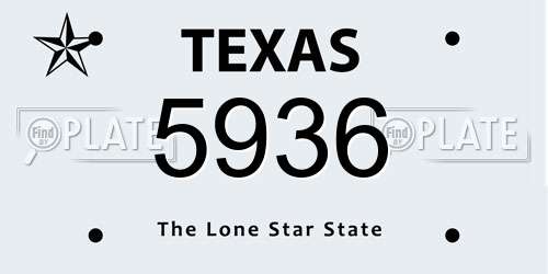 5936 Texas License Plate