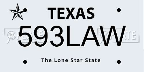 593LAW Texas License Plate