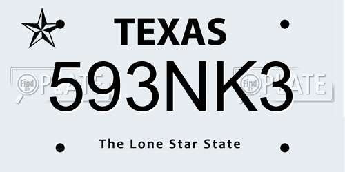 593NK3 Texas License Plate