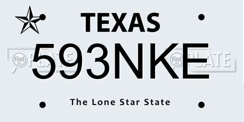 593NKE Texas License Plate