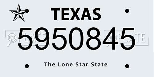5950845 Texas License Plate
