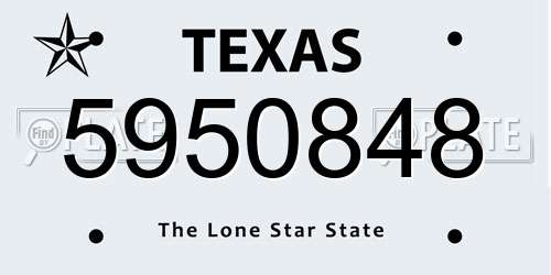 5950848 Texas License Plate
