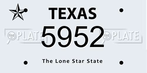5952 Texas License Plate