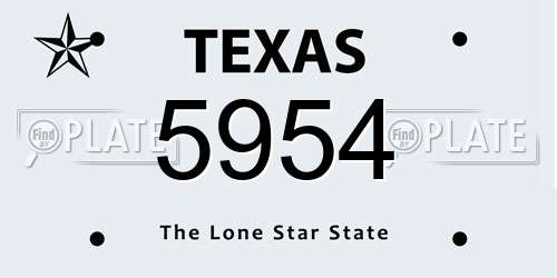 5954 Texas License Plate
