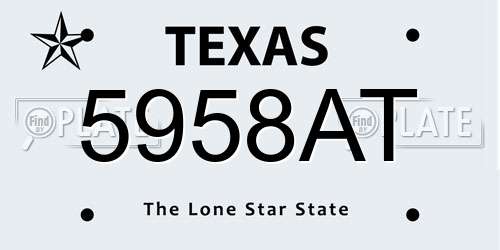 5958AT Texas License Plate