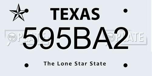 595BA2 Texas License Plate