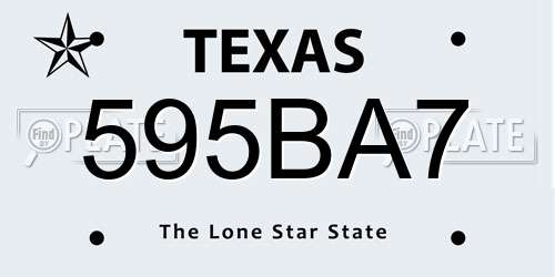 595BA7 Texas License Plate