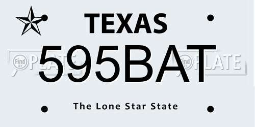 595BAT Texas License Plate
