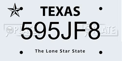 595JF8 Texas License Plate