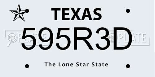 595R3D Texas License Plate