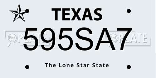 595SA7 Texas License Plate
