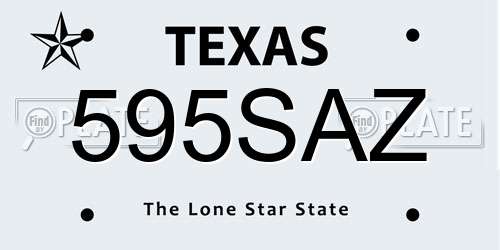 595SAZ Texas License Plate