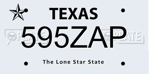 595ZAP Texas License Plate