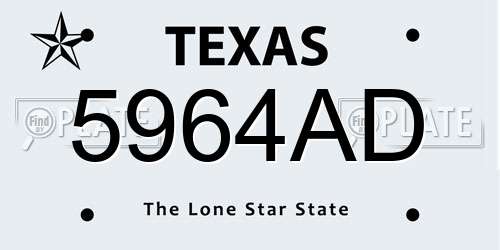 5964AD Texas License Plate