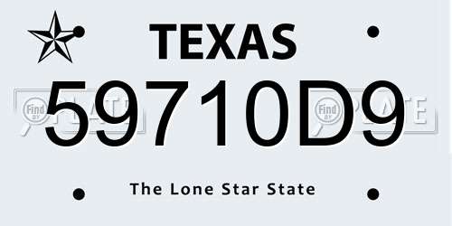 59710D9 Texas License Plate