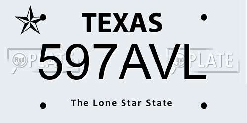 597AVL Texas License Plate