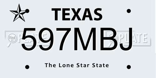 597MBJ Texas License Plate