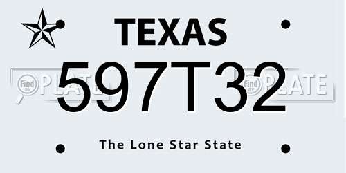 597T32 Texas License Plate