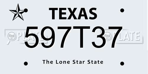 597T37 Texas License Plate