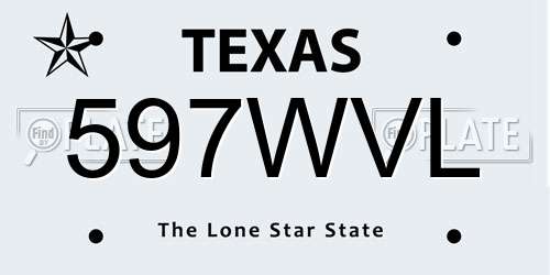 597WVL Texas License Plate