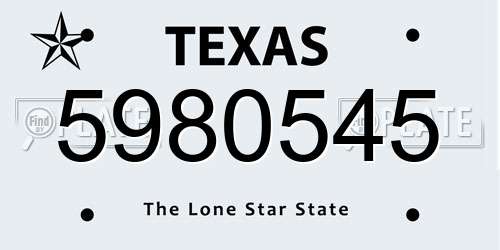 5980545 Texas License Plate