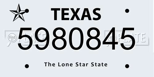 5980845 Texas License Plate