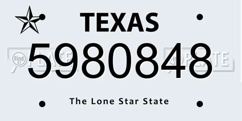 5980848 Texas License Plate