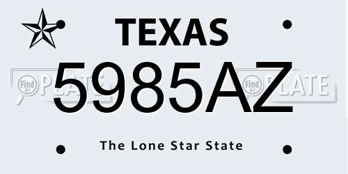 5985AZ Texas License Plate