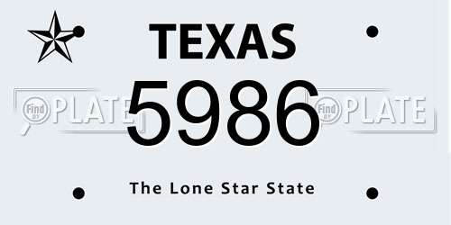 5986 Texas License Plate