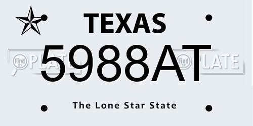 5988AT Texas License Plate