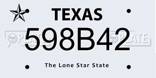 598B42 Texas License Plate