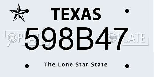 598B47 Texas License Plate