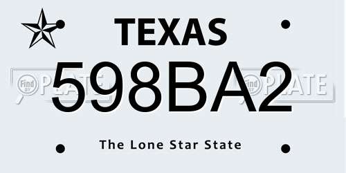 598BA2 Texas License Plate
