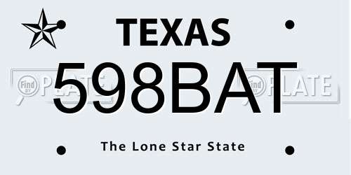 598BAT Texas License Plate