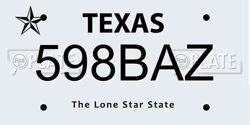598BAZ Texas License Plate