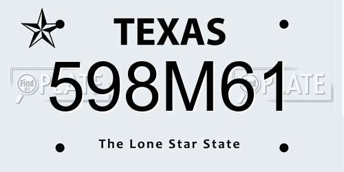 598M61 Texas License Plate