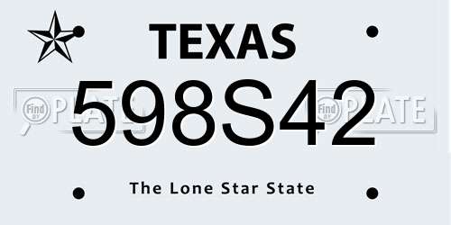 598S42 Texas License Plate