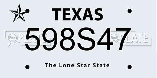 598S47 Texas License Plate