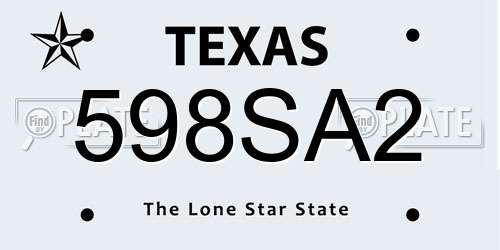 598SA2 Texas License Plate