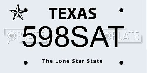598SAT Texas License Plate
