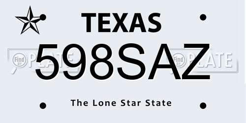 598SAZ Texas License Plate