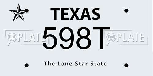 598T Texas License Plate
