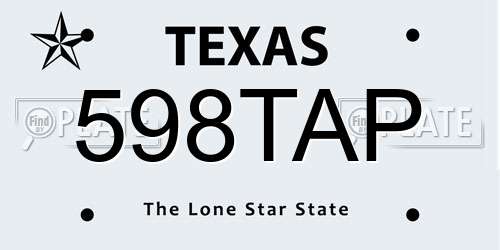 598TAP Texas License Plate
