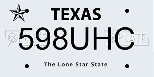 598UHC Texas License Plate