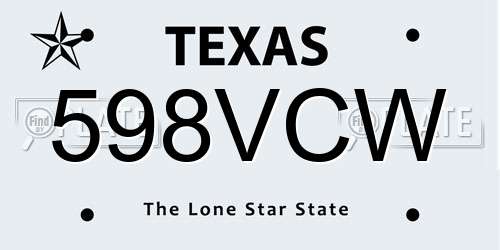 598VCW Texas License Plate