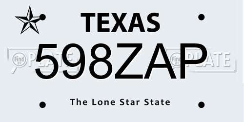 598ZAP Texas License Plate
