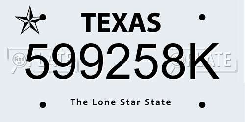 599258K Texas License Plate