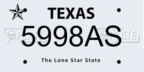5998AS Texas License Plate